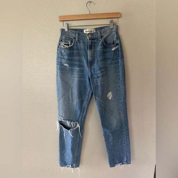 Reformation Julia High Waist Cigarette Jean Straight Leg Distressed Size 28 - Picture 2 of 9